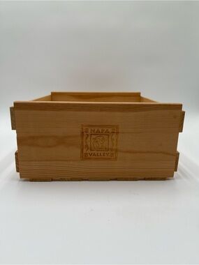 Napa Valley Wood Crate CD Storage Holder - Double Row Vtg Wooden Organizer Box